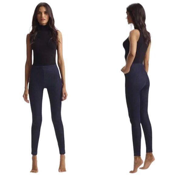 Comando Pull On Indigo Stretch High Rise Skinny Raw Hem Jean Jegging Large - Picture 1 of 7